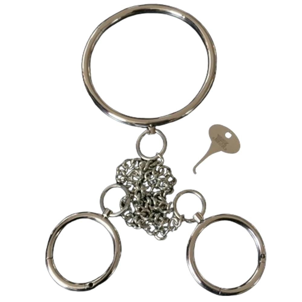 Runde BDSM Handschellen Aus Edelstahl Bondage Fesseln Hand Manschetten Sklaven Extrem Hals Kragen Halsbänder mit Verbindungs Kettens Chäkel Sm Sex Spielzeug für Paare Anfänger Torture Fetish