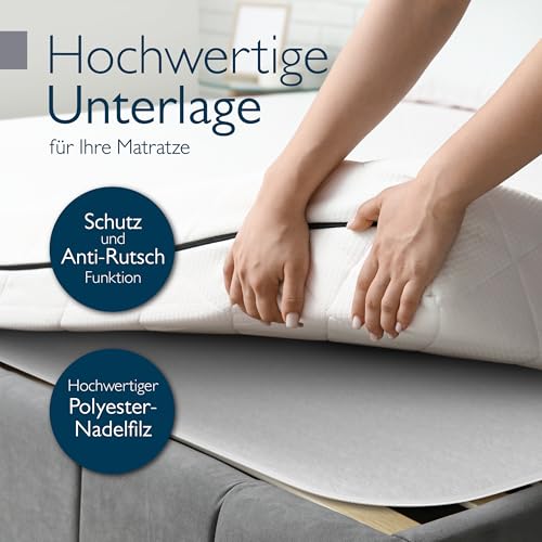 Beautissu Matratzenunterlage mit Noppen 140x200 cm BEAUTECT - Matratzenschoner Boxspringbett rutschfest Lattenrostauflage, Antirutschmatte Matratzen Unterlage - Lattenrostschoner mit Oeko-Tex Siegel