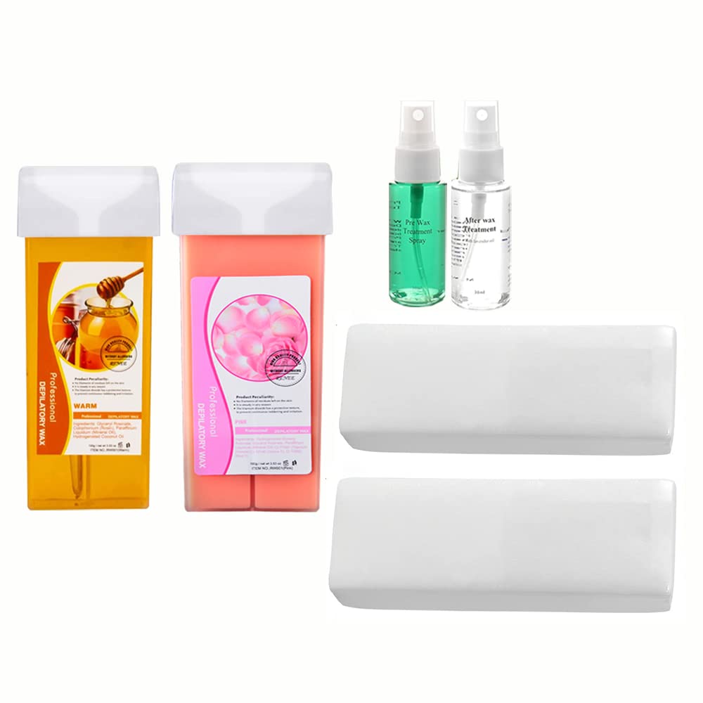 NynellyHoney Roll On Wax and Rose Wax, Hair Removal Wax Cartridge for Women-Men, Home Self Waxing Body, Depilatory Wax Roller for Sensitive Skin, 40 Wax Strips for Hair Removal (6 Piece Set)