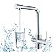 Rozin Chrom Küchenarmatur Trinkwasserhahn 3 Wege Wasser 360 Grad Schwenkauslauf Warmes und Kaltes 2 Griffe Messing Küche Wasserhahn für Wasserfilter