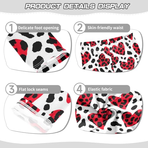 Girls Leggings Red Leopard Print Kids Length Leggings Pants Toddler Athletic Soft Hearts Tights Trousers 4T3
