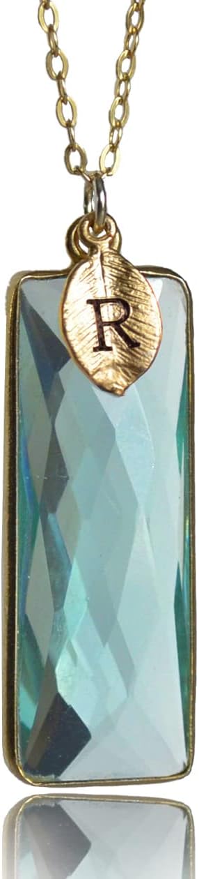 Susabella Rectangular Gemstone Necklace, Birthstone Jewelry, Sterling Silver or 18K Gold, Personalized Bar Necklace, Gifts for Mom