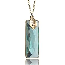 Susabella Rectangular Gemstone Necklace, Birthstone Jewelry, Sterling Silver or 18K Gold, Personalized Bar Necklace, Gifts for Mom