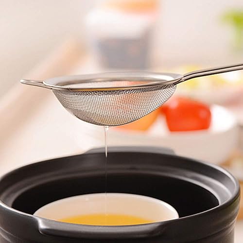 Miniatura 5 de Coladores de malla fina de cocina, 3 piezas de colador de malla de acero inoxidable con asa, 2.7 + 4.8 + 7.1 pulgadas, ideal para colar pasta,