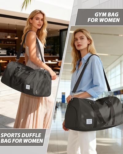 Image of Travel Duffle Bag,Weekender Overnight Bags for Women with Shoes Compartment,Tote Gym Bag Personal Item Carry On Bag for Travel Business Trips Sport Hospital Dance Coffee Brown