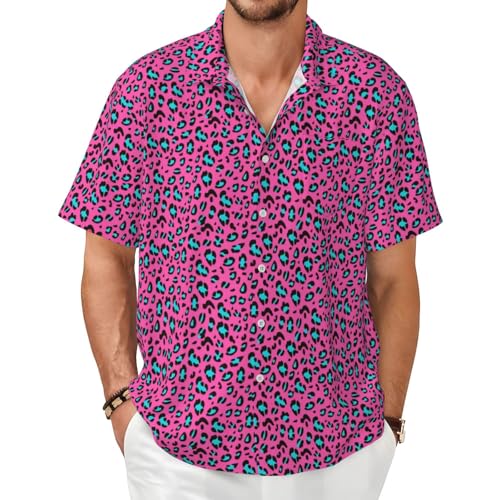 Chemise d'été manches courtes homme imprimé léopard mode plage chic