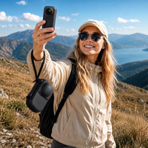 Image of Portable Carry Bag for Insta 360 X6, Water Resistant & Scratch Protection with Lightweight Storage & with Carabiner /Wrist Strap Black (Only Case)