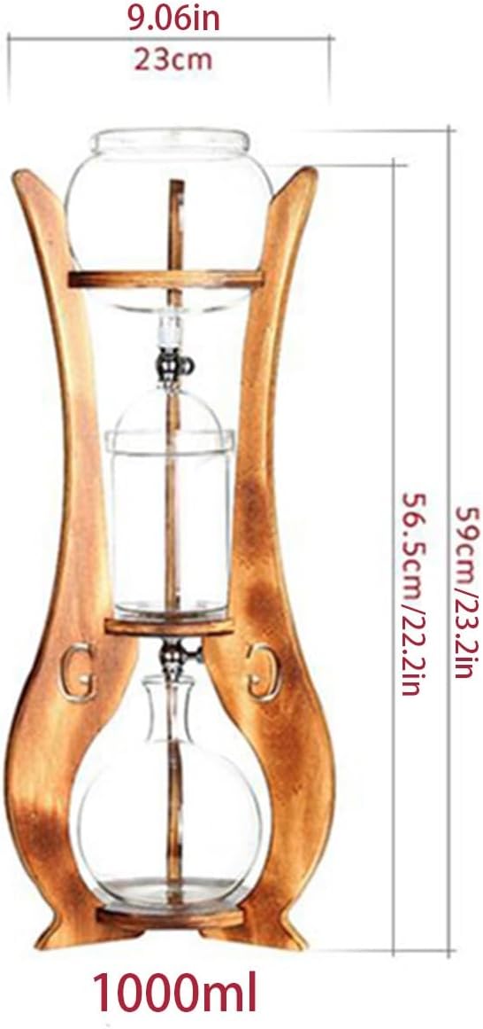 Cold Brew Drip Tower Portable Iced Coffee Maker Tower Drip Ice Drip Filter Handmade Removable Water Flow Adjustable，Cold Brew Coffee Maker, 600/1000ml, Double Valve, High Borosilicate Glass,