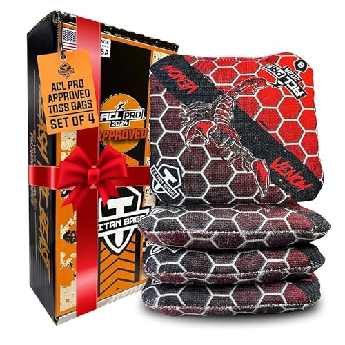 Titan Bags Venom Cornhole Bags - ACL PRO Approved Cornhole Bean Bags for Tournaments, Versatile &