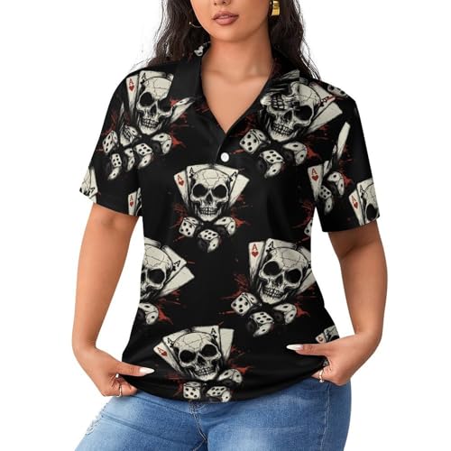 Polo de manga corta Poker Skull Dice para mujer en tardes de ocio casual