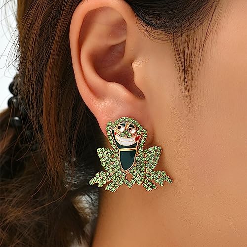 Frog Earrings for Women Vintage Rhinestone Frogs Stud Earrings Cute Funny Animal Earrings Frog Jewelry for Women3