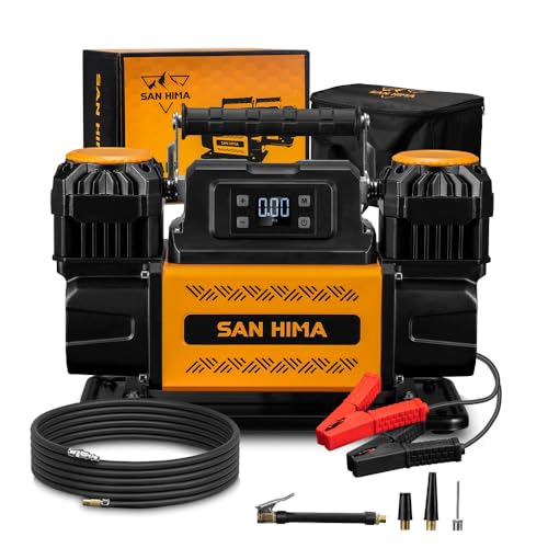 SanHima 12V Air Compressor - Dual Cylinder Portable Tire Inflator 12.3