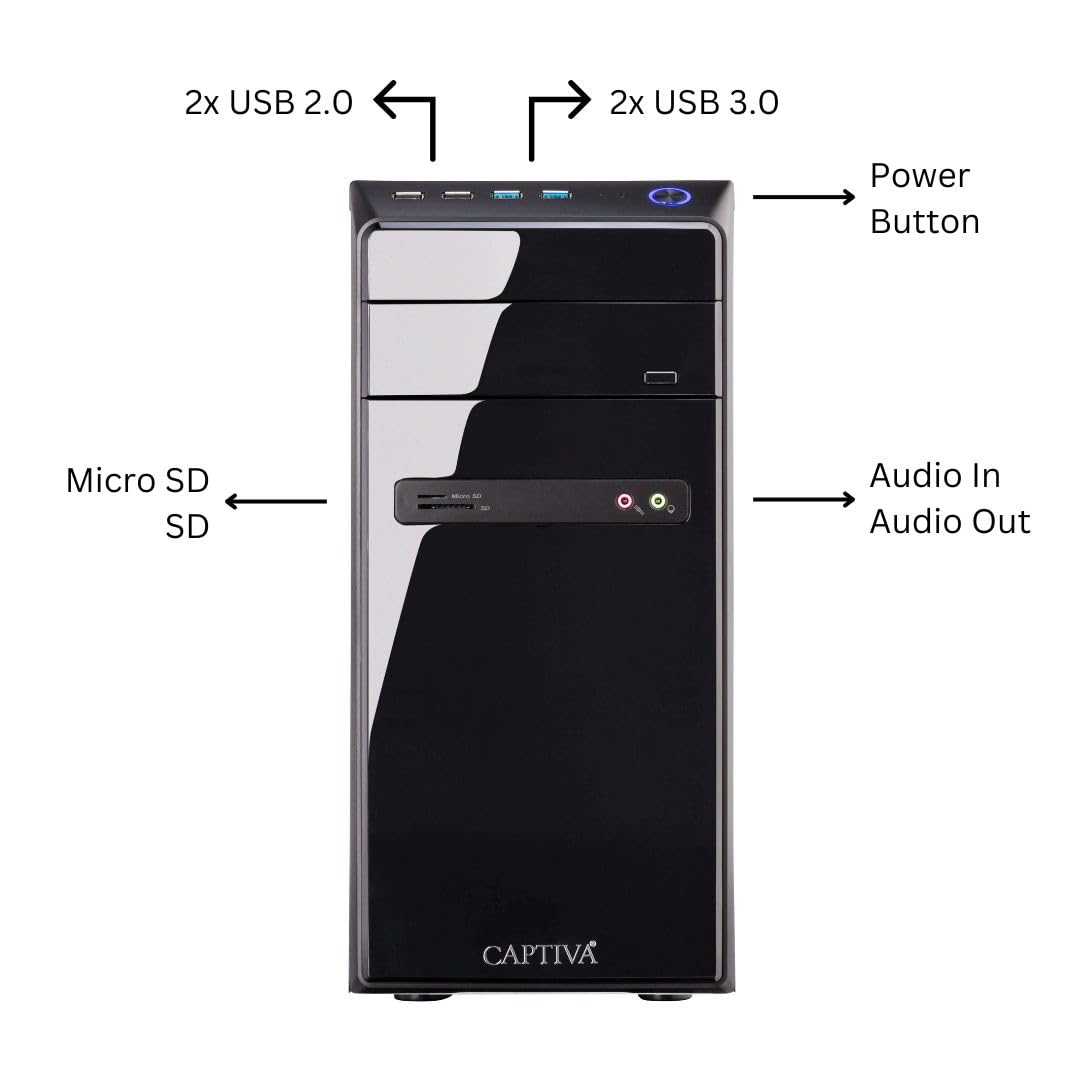 Captiva PC Power Starter I80-350 I Intel i3 14100 I płyta główna H610M I 16 GB DDR4 RAM I Intel UHD Graphics I 500 GB SSD M.2 I bez systemu operacyjnego I Business Tower