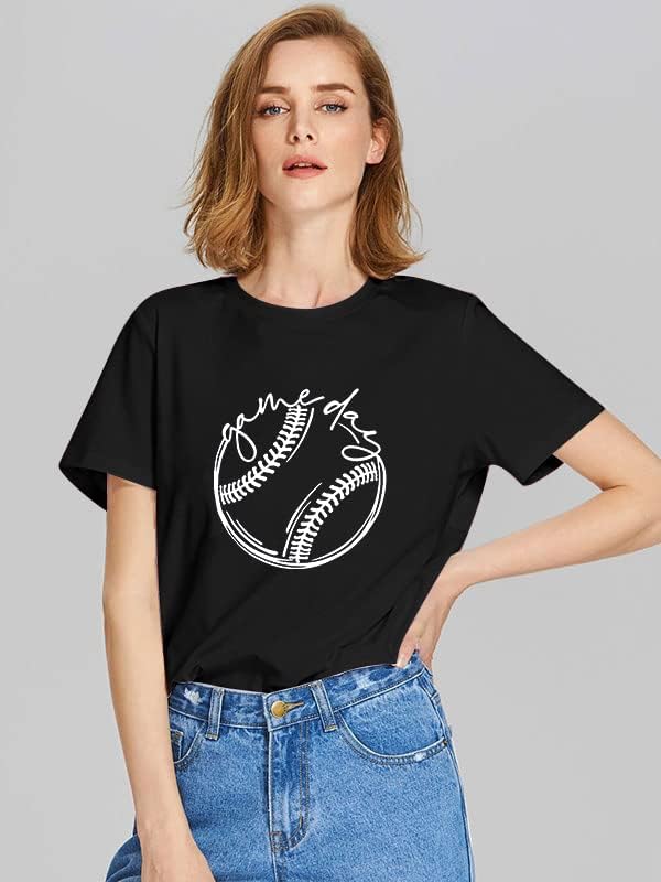 ALLTB Baseball Shirt Women Baseball Mom Shirts Funny Game Day Baseball Graphic Tee Tops Casual Ball Short Sleeve Tee Top - Image 3