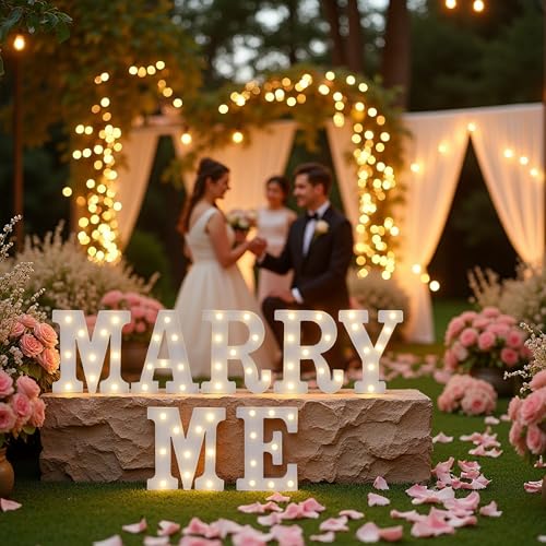 Image of Marry Me Light Up Letters, Will You Marry Me Sign for Proposal Decorations | LED Marry Me Marquee Letters, Battery Operated Marry Me Sign for Proposal Engagement Wedding Decor Valentine's Day
