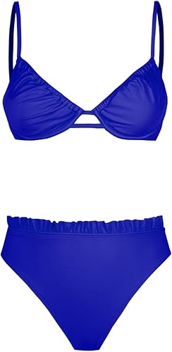 Miniatura 5 de CUPSHE - Conjunto de bikini de dos piezas para mujer, cintura alta, con efecto push-up, atrevido y con cordón