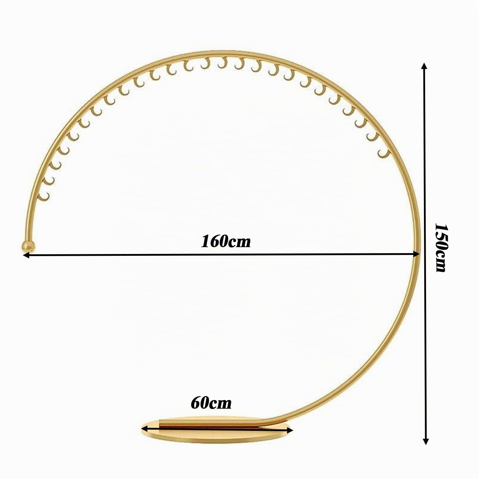 Appendiabiti a C – Portabiti Commerciale con 26 Anelli, Salvaspazio e Resistente, Carico 60 kg – per Camera, Corridoio, Negozio, Moderno Espositore per Abbigliamento (oro, 160x150cm)