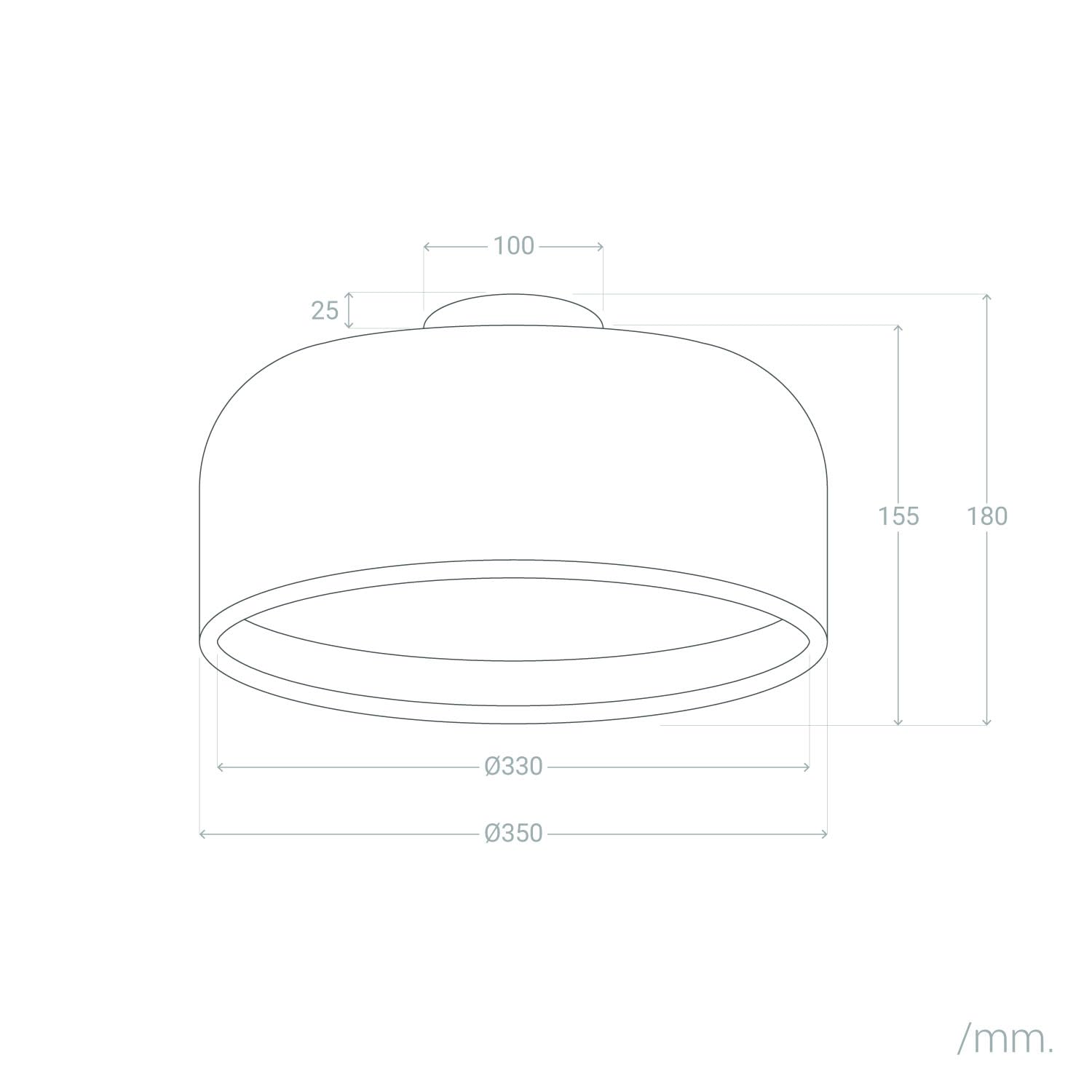 LEDKIA Plafoniera Metallo Lumpur Bianco | Compatibile con Lampadina E27 fino a 20W | Design Moderno e Resistente | Facile Installazione | Ø35 cm, Altezza 18 cm