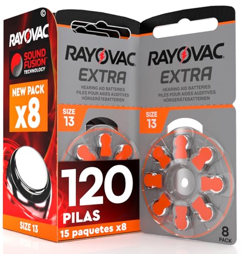 120 Pila para Audífonos Rayovac Extra 13. 15 Pack de 8 Unidades Baterías de Audífono