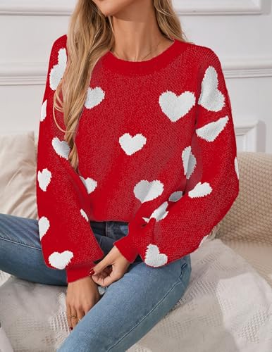 Image of Libsorge Womens Valentine Heart Sweater 2026 Valentines Day Trendy Cute Oversized Long Sleeve Pullover Sweaters