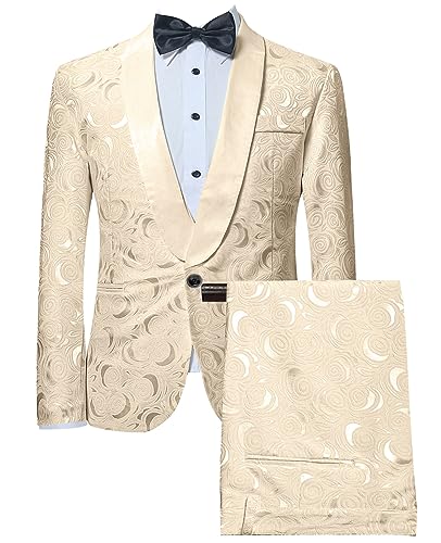 GATMSTZ Suits for Men Big Tall Wedding 3 Pieces Men Suits Blazer Vest Pants Jacquard Party Evening