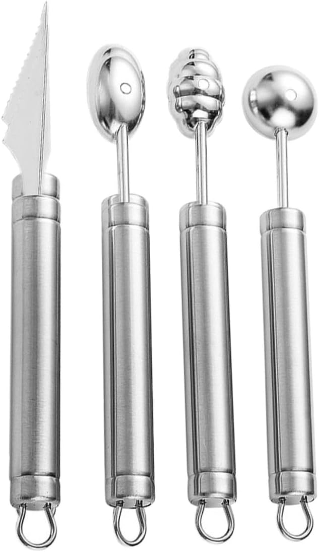Mikinona 4pcs Fruit Scooper Tool Melon Baller Spoon Fruit Spoon Baller Scoops for Melon Berry