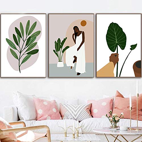 Peinture Toile Abstrait Boho Noir au design nordique raffiné 60x80cm