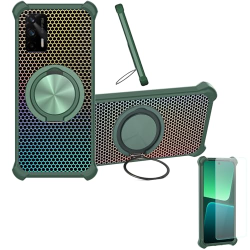 �Ή� Realme X7 Max 5g �P�[�X Phone Case [1�� 9H+�d�x���� �K���X�t�B����][360°��]���X�^���h�A�}�O�l�b�g��]CX-10-LV