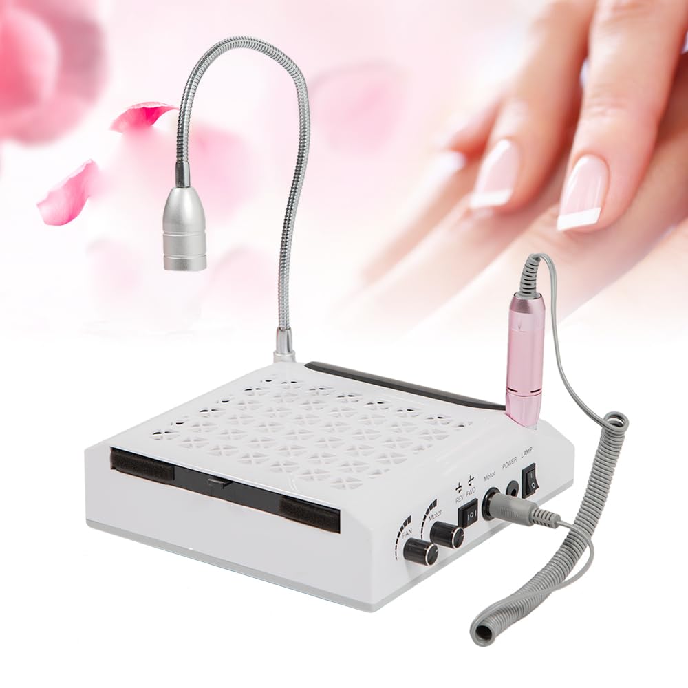 Nagelfeile Elektrisch für gelnägel, 4 in 1 Nagelmaschine mit 6 Schleifkopf-Anzüge, LED-Licht & Handgriff, 4300RPM Maniküre Pediküreset Elektrisch Nagelfräser für Nagelstudio Zuhause