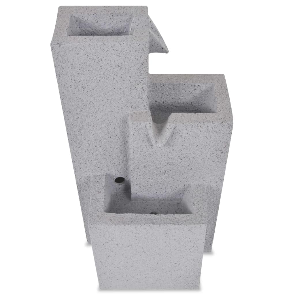 Fuente para habitación con luz LED de poliresina, gris, compacta, 22,5 x 18 x 40,6 cm, con bomba, fuente de agua para salón y jardín, terraza, balcón, decoración relajante zen