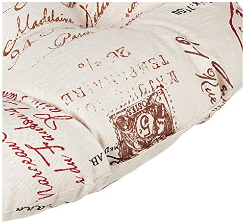 Pillow Perfect Linen/Red French Postale Chair Cushion,19 In. L X 19 In. W X 5 In. D #TOP16