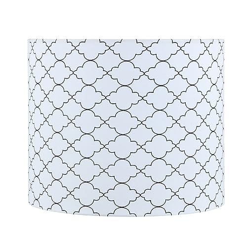 Image of Aspen Creative 31614 Transitional Drum (Cylinder) Shaped Spider Construction Lamp Shade in Off White & Black, 12 inch Wide (12 inch x 12 inch x 10 inch)