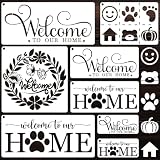 NUVCELKA Welcome Home Stencils 8 Pack, Multiple Sizes Welcome Sign Templates for Painting Wood Door Mats Porch Decor Housewarming Gifts
