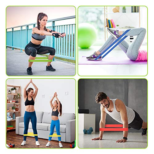 ERUW Resistance Bands, [Set of 5] Skin-Friendly Elastic Resistance Fitness Exercise Loop Bands with 5 Different Resistance Levels Ideal for Home, Gym, Yoga, Training