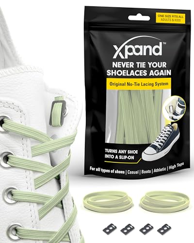 Xpand No Tie Shoelaces for Adults & Kids - Stretch Elastic Shoe Laces for Sneakers | Stretchy Tieless Shoe Strings for Running, Sports & Everyday Wear | One Size Fits All
