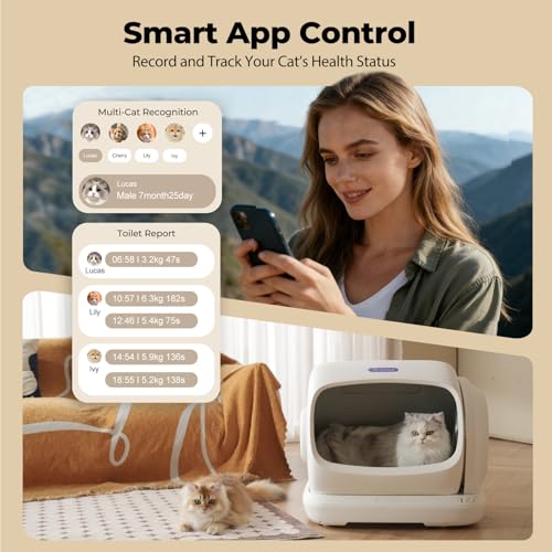 Robotail Self-Cleaning Cat Litter Box,106L XXXL Extra-Large Space Automatic Cat Litter Box for Large Cats, Open Top Automatic Cat Box Self Cleaning with APP, Safety Sensor, Anti-Pinch Patent - Image 5