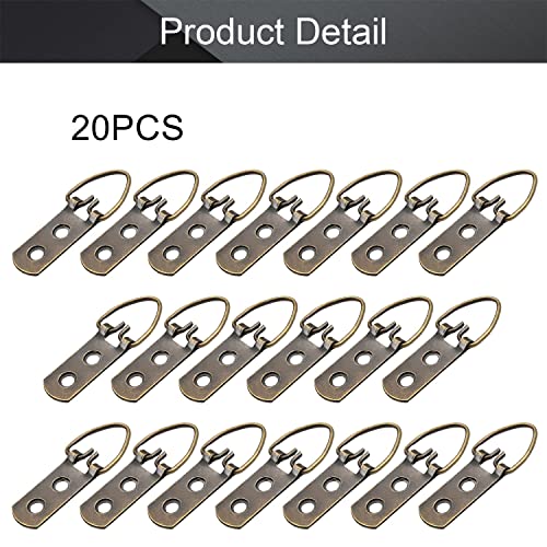 Image of MroMax 20PCS Ring Picture Frame Buckle 2.13 inch x 0.63 inch Bronze Tone Assortment Kit for Home Decoration Picture Frames Photo Hanging Solutions