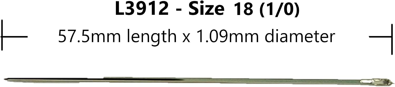 Stitchtight - John James Saddlers Harness Needles Style L3912 Used for Hand Stitched Leather Craft Work (L3912 Size 18 (1/0))