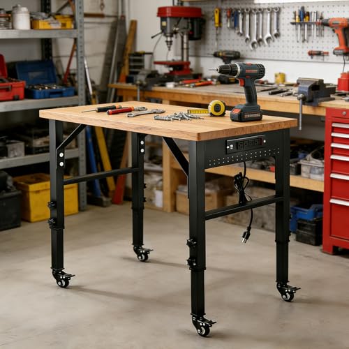 Cadre de l'atelier, lourd-duty DIY Pieds de meubles d'atelier, 20-inch Profondeur, hauteur réglable de 28,6-39 pouces, avec 4 Roulettes en métal de frein