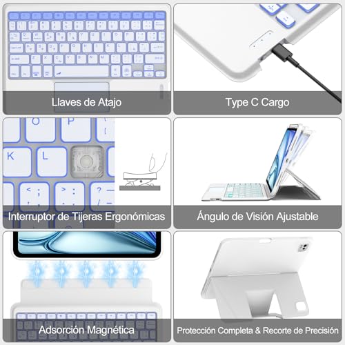 Teclado con Trackpad para iPad Air 13 con Conexión Bluetooth Magnética y Panel Táctil 5
