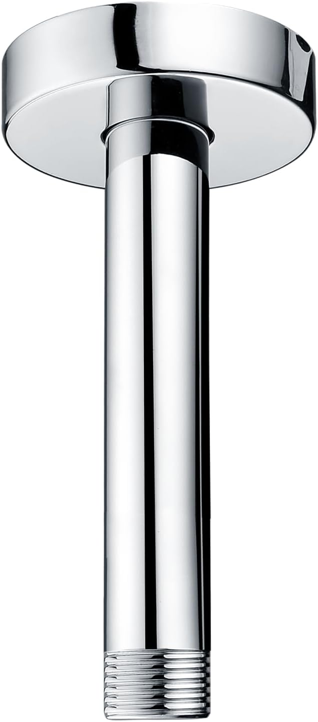 6 Inches Ceiling Mount Stainless Steel Straight Shower Arm with Gasket Flange, Chrome Finish