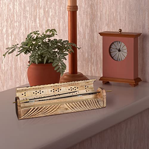 Incense Stick Holder, Wooden Coffin Incense Burner With Storage Compartment, Incense Ash Catcher Hand Carved, Incense Stick Holder, Stick Holder, Incense Burners - Natural - 12X2.25X2.75 Inch #TOP4