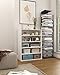HAIOOU 5 Tier White Shoe Rack, 24 Inches Stackable Wooden Shoe Shelf Organizer Free Standing Shoe Storage Stand with One Movable Storage Shelf for 10-15 Pairs, Perfect for Entryway, Hallway, Closet