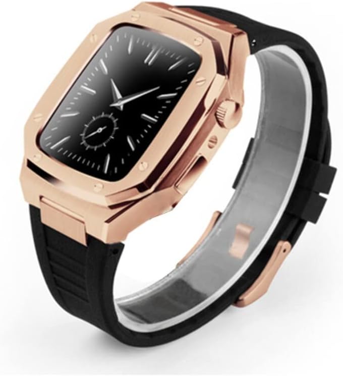 Miniatura 6 de CNHKAU Kit de modificación de correa de acero inoxidable para Apple Watch Band 8 7 1.614 in 1.772 in correa de silicona + caja de metal para iWatch