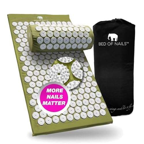 Bed of Nails Mat and Pillow Set Original Bon Acupressure Design with 10962 Precision Nails Mat: 28.5 x 16.5 x 1 Pillow: 14.5 x 6 x 4 Green