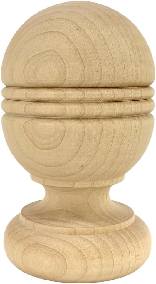 Twisp Beaded Style Interior Finial, in White Oak, by Island Post Cap. 5 1/4" Tall x 3 1/16" Wide. No Hardware. Ready to Paint Or Stain. Bed Post Finials, Staircase Newel Posts. 1 PC.