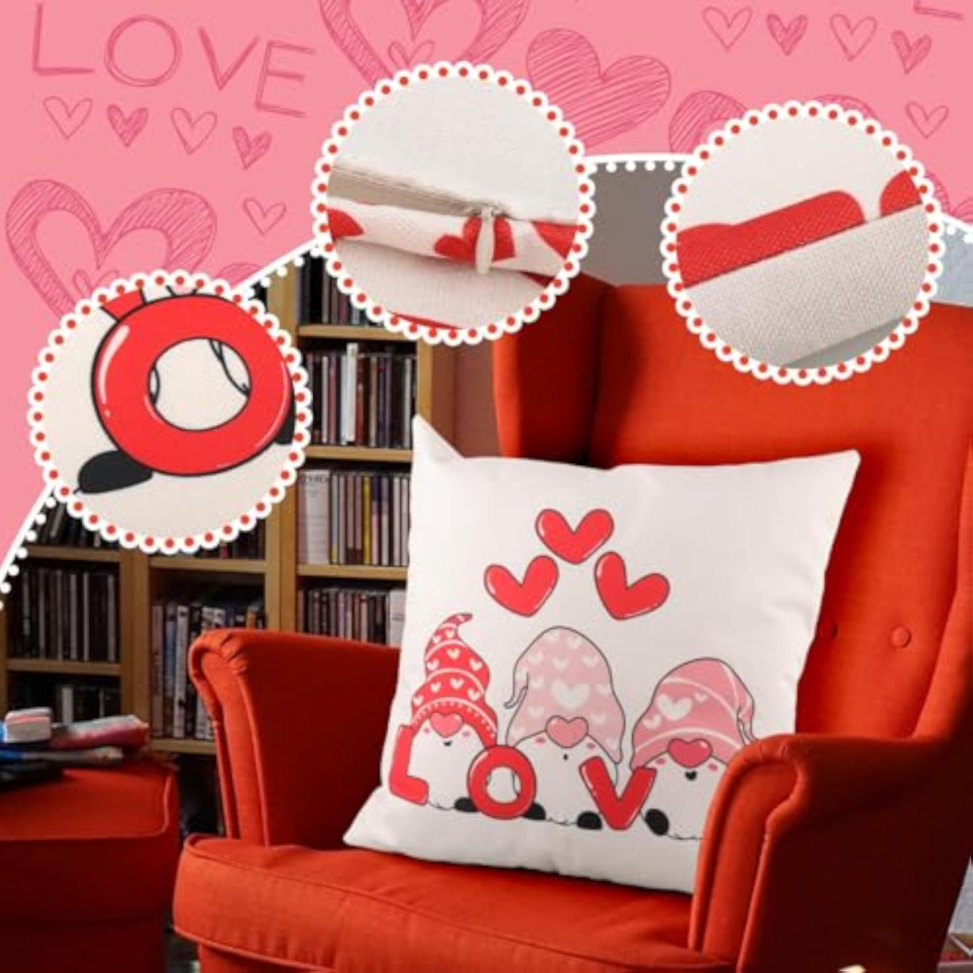 4Pcs Christmas Pillow Covers Love Heart