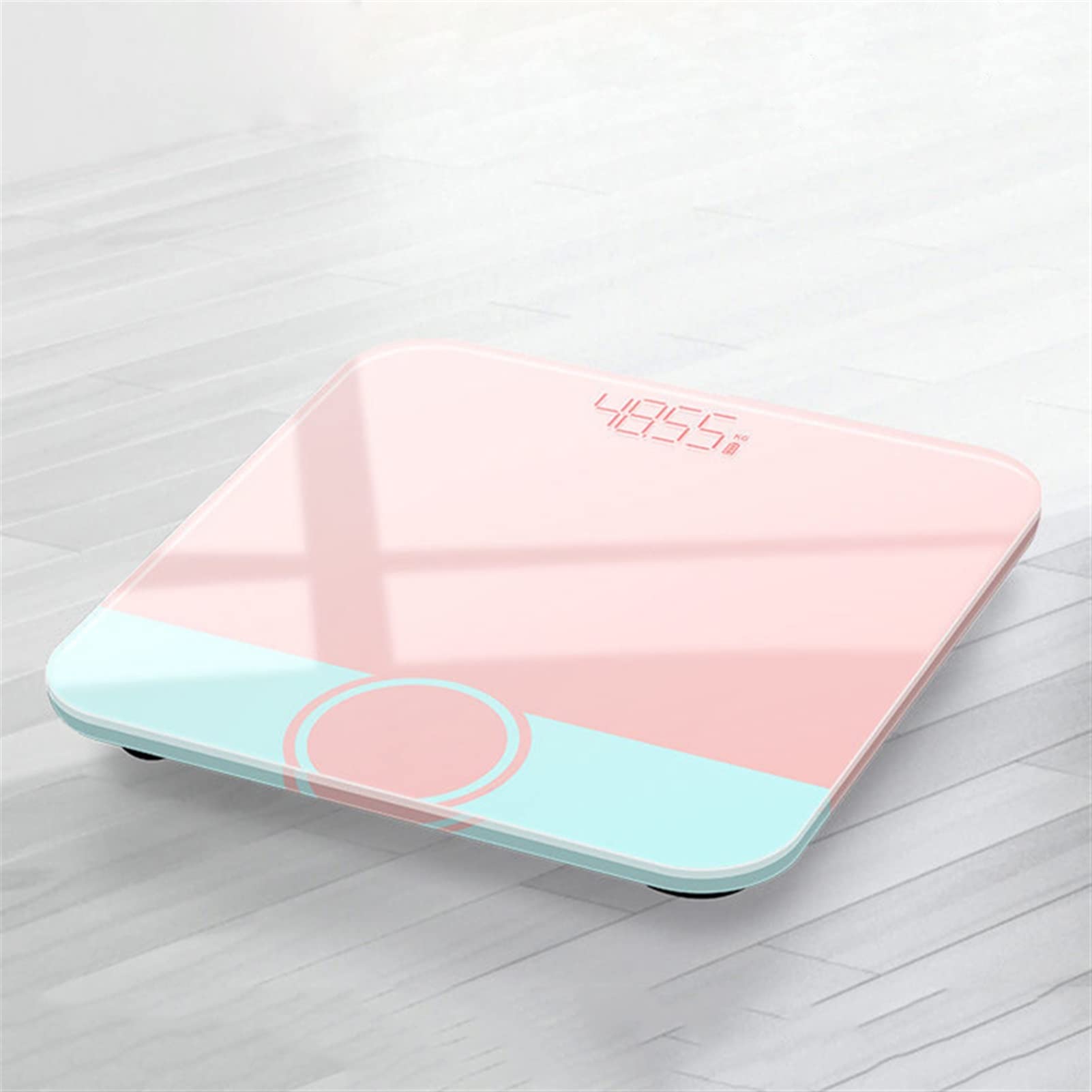 JINGYAN Básculas digitales Floor Body Scale Bath Scales Digital Weight Glass Smart Electronic LCD Display Weighing(Pink)