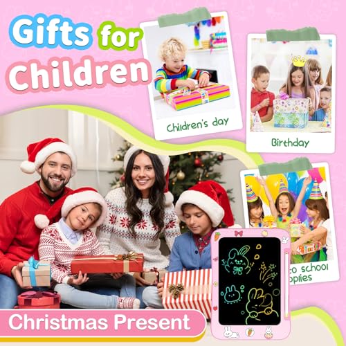 Genialba LCD Writing Tablet for Kids, Colorful Screen Drawing Board for 3-7 Year Old Boys & Girls - Educational Toys for Birthday & Christmas (Rabbit) - Image 6