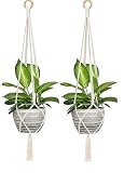 TIPFIT 2 Pack Macrame Plant Hanger - Indoor Outdoor Hanging Planter Shelf - Decorative Flower Pot Ho